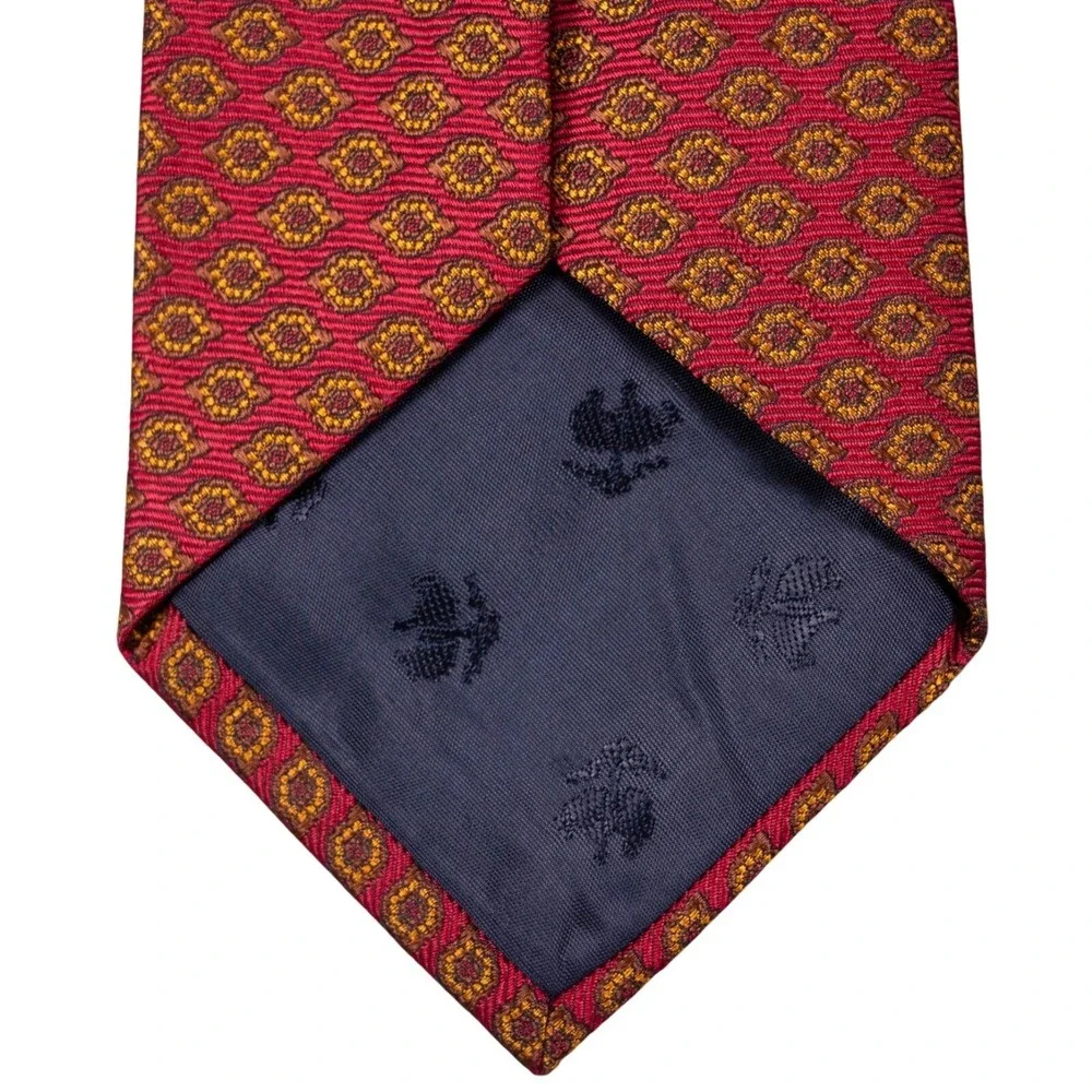 Brooks Brothers Mens Red Geometric‎ Oval Neck Tie 100% Silk Made in USA